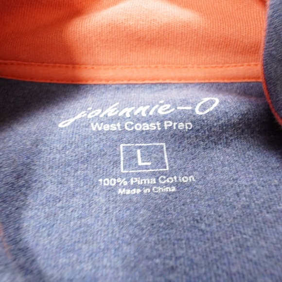 Johnnie-O West Coast Prep 1/4 Zip Pullover Mens L Blue Heather Twilight Cotton - Picture 10 of 13